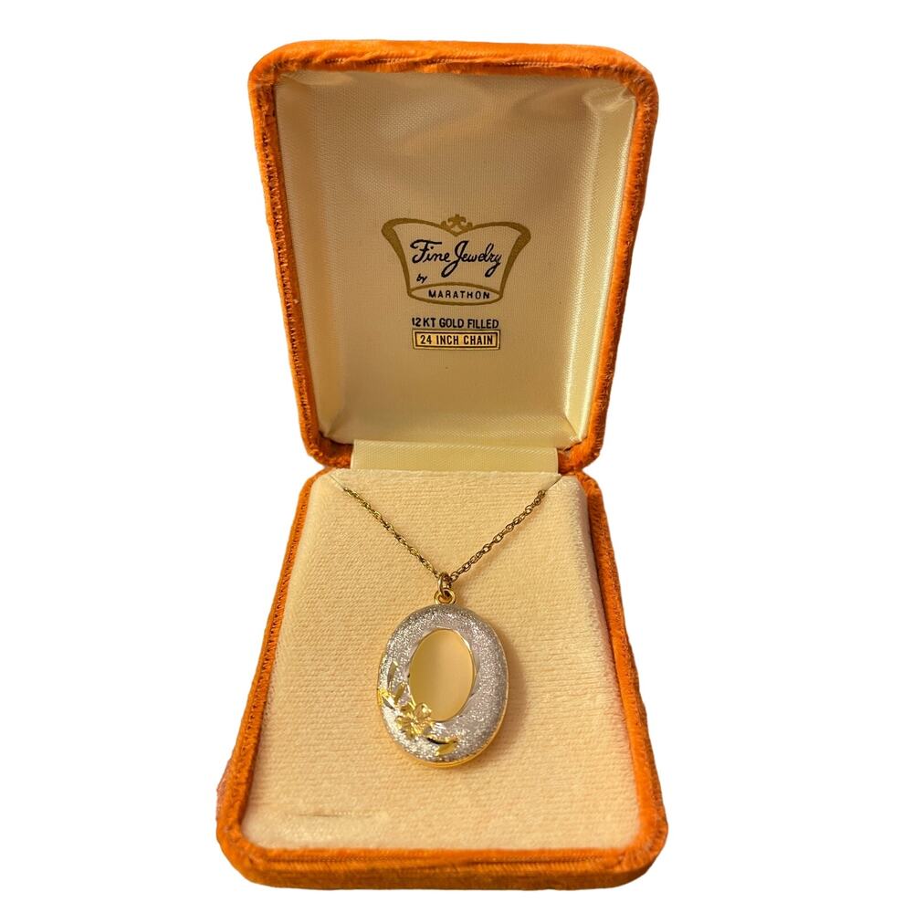 Fine Jewelry by Marathon 12KT Gold Filled Two Tone Oval Photo Locket 24" Chain